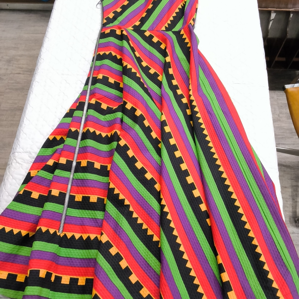 Vtg 1972 LANVIN Jules-François Crahay Striped Maxi Dress - As Seen in SATC Movie - Picture 4 of 11